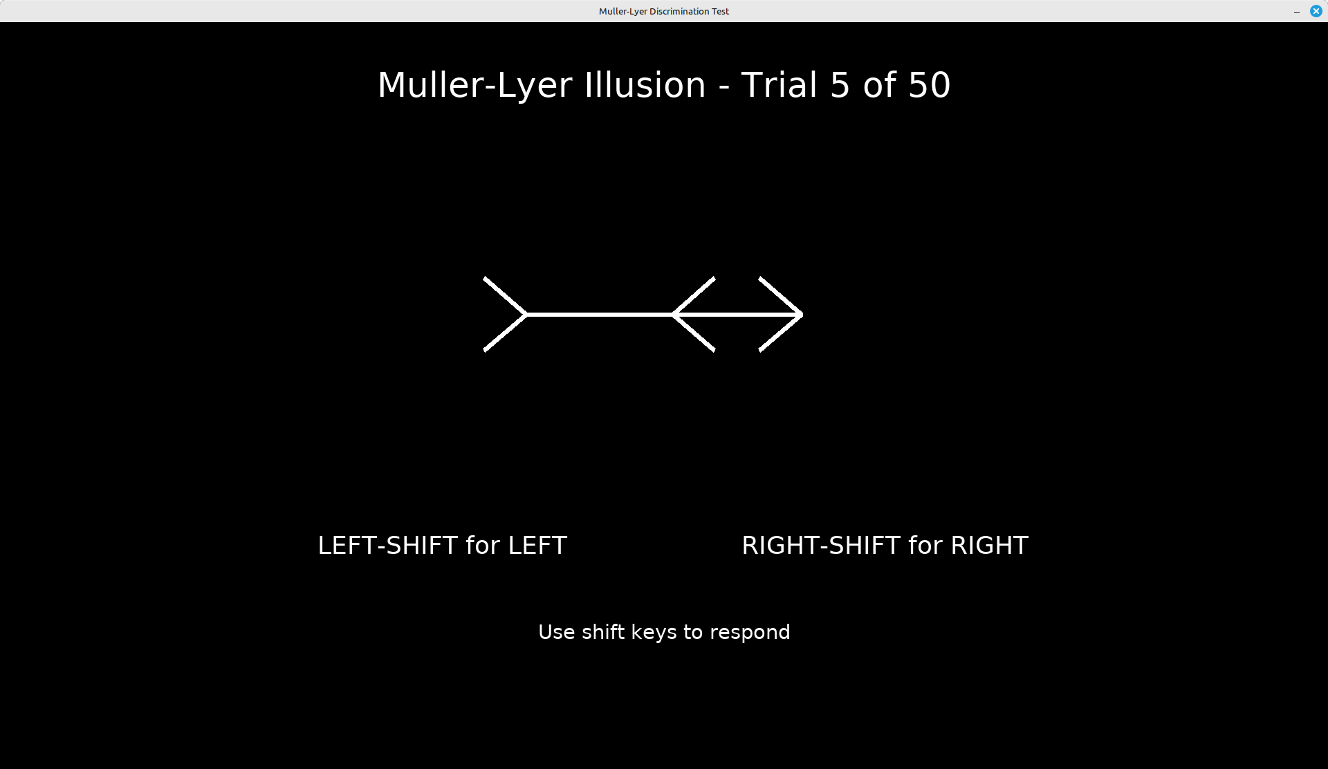 Muller-Lyer Illusion Task screenshot