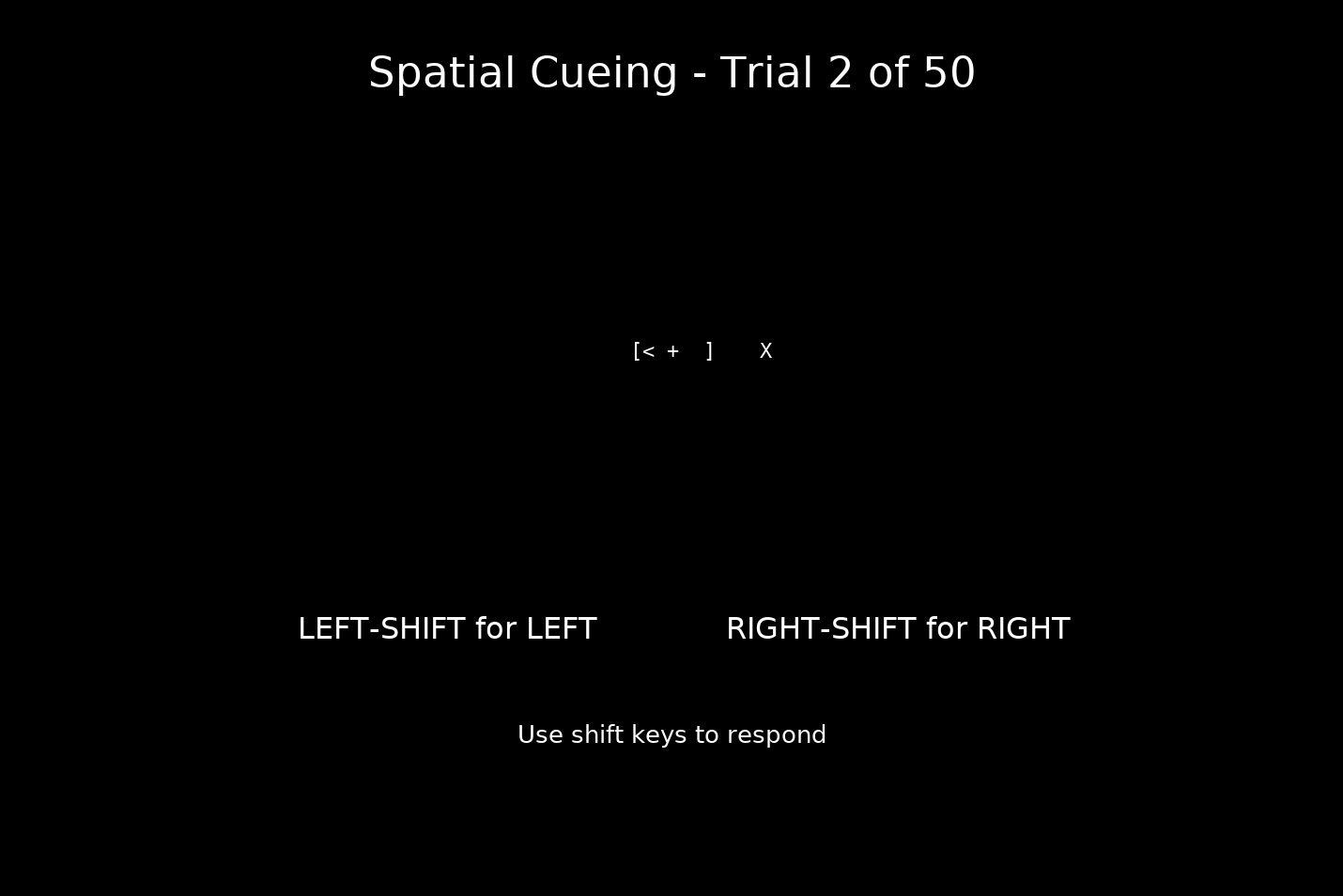 Spatial Cueing (Posner) Task screenshot