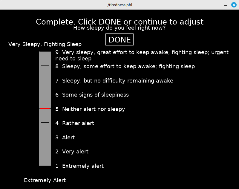Tiredness Scale screenshot