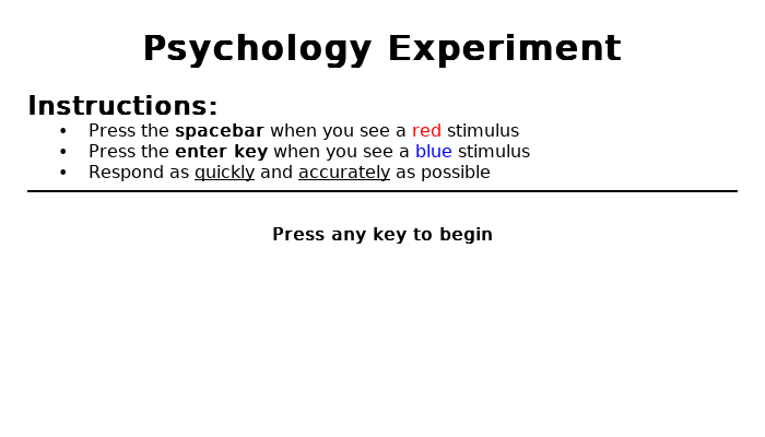 Example Instructions Screen